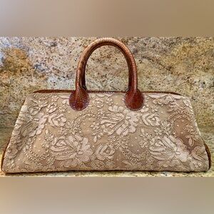 Clever Carriage Company Castle Lace and Leather Satchel, Excellent condition!
